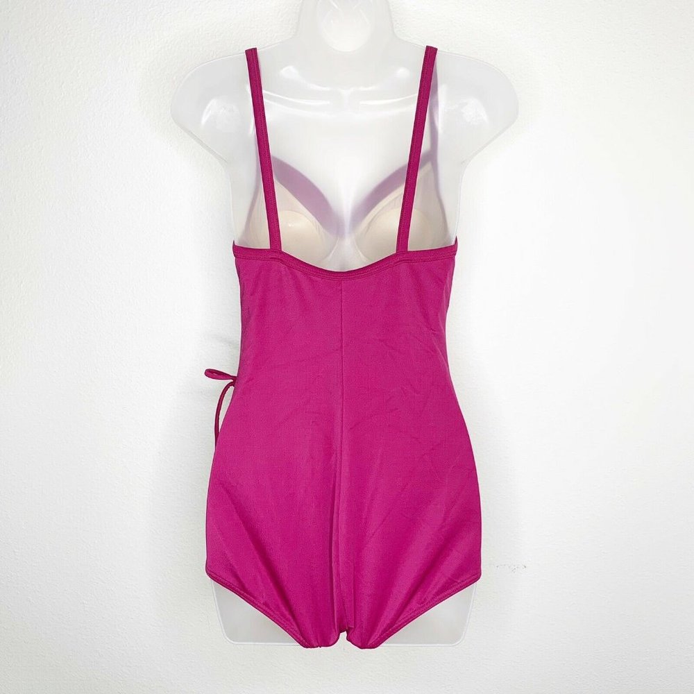 Lands' End 10 Swimsuit One Piece Ruched Raspberry - Picture 8 of 10